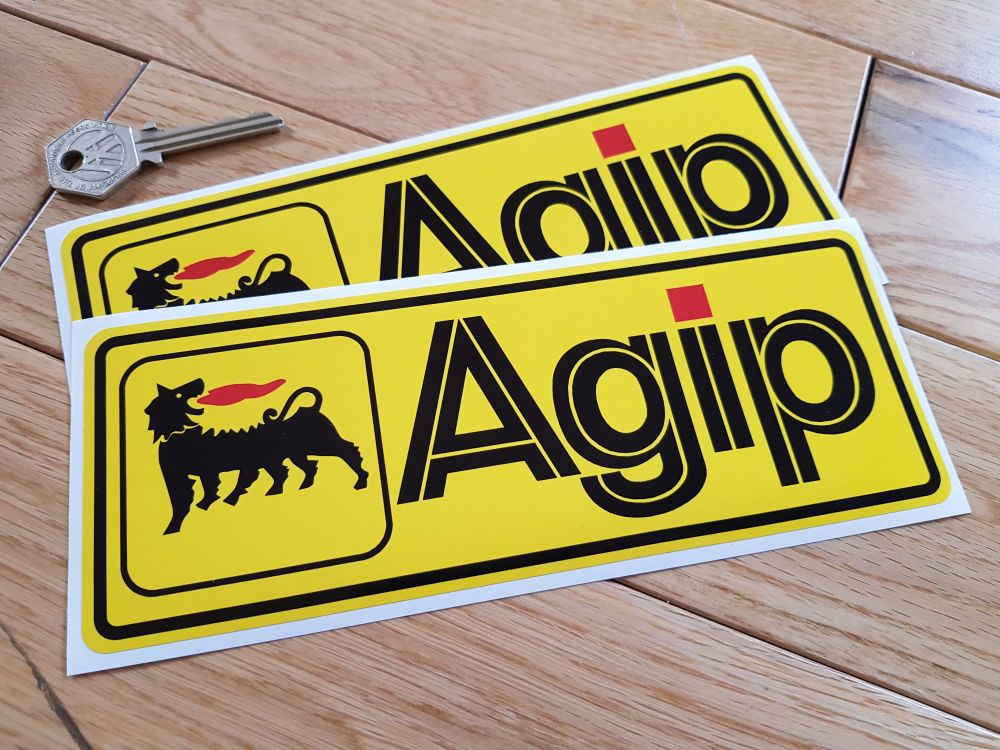 Agip Yellow Oblong Stickers. 8