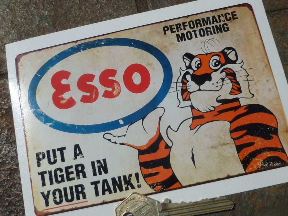 ESSO Tiger in your tank Distressed style Sticker. 5.75