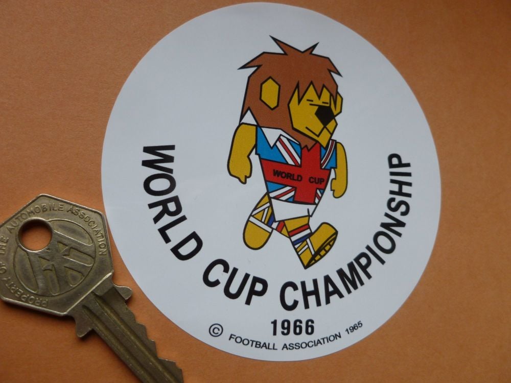 World Cup Willie 1966 World Cup Championship Circular Body or Window Sticker. 3.75".