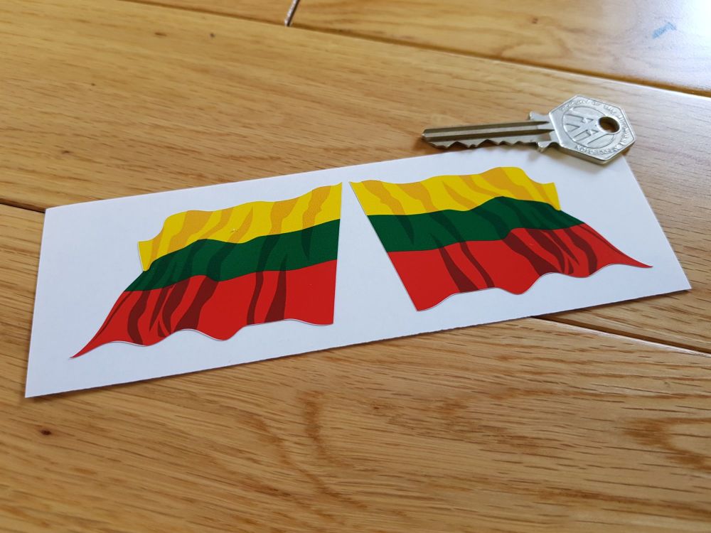 Lithuanian Flag Wavy Flag of Lithuania Stickers. 3