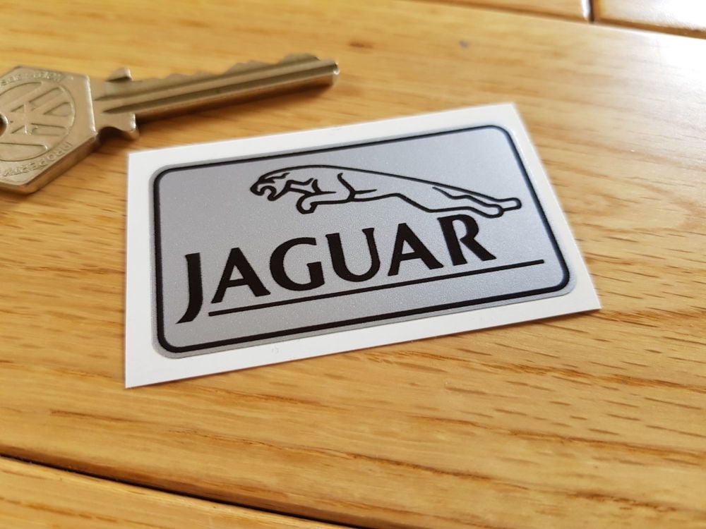 Jaguar Black & Silver Oblong Logo Sticker. 2.25