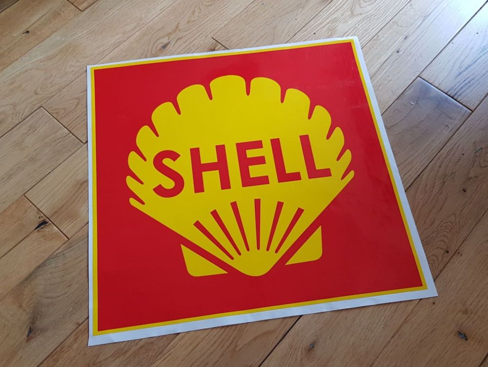 Shell Red Square Sticker. 15