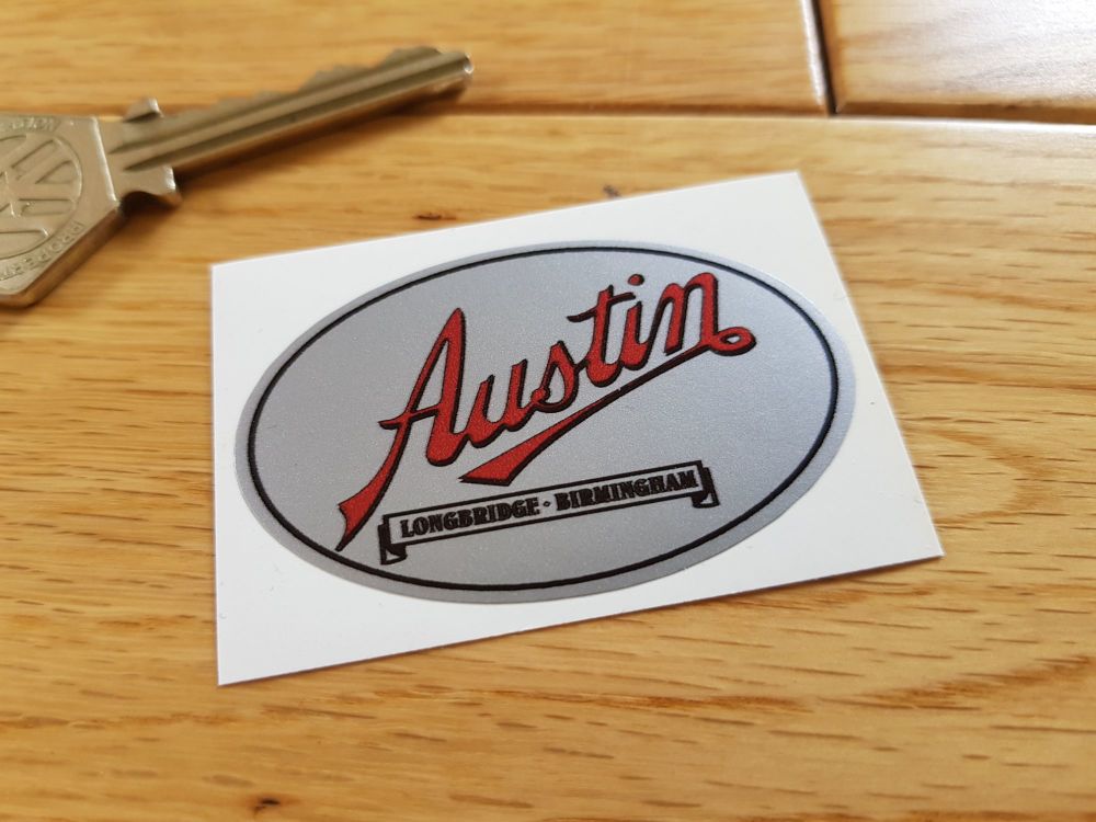 Austin Longbridge Birmingham Silver Sticker. 55mm.