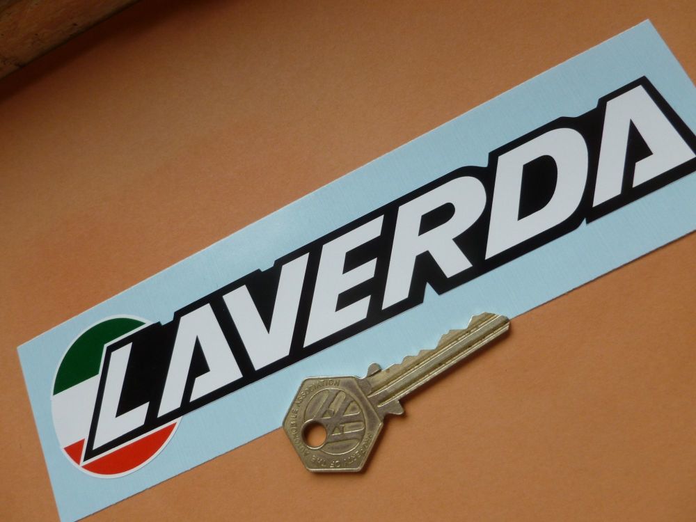 Laverda Printed and Shaped Logo Stickers. 7.5