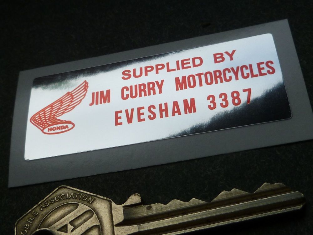 Jim Curry Motorcycles  Evesham 3387 Dealers Foil Sticker. 2.5".