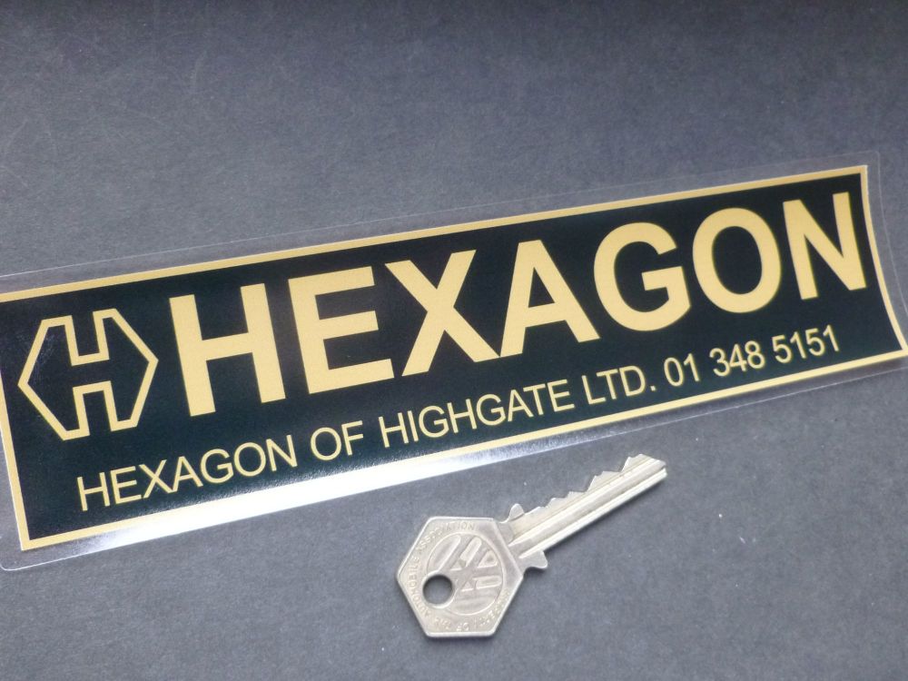 Hexagon of Highgate Old Style Black & Gold Dealers Window Sticker. 8".