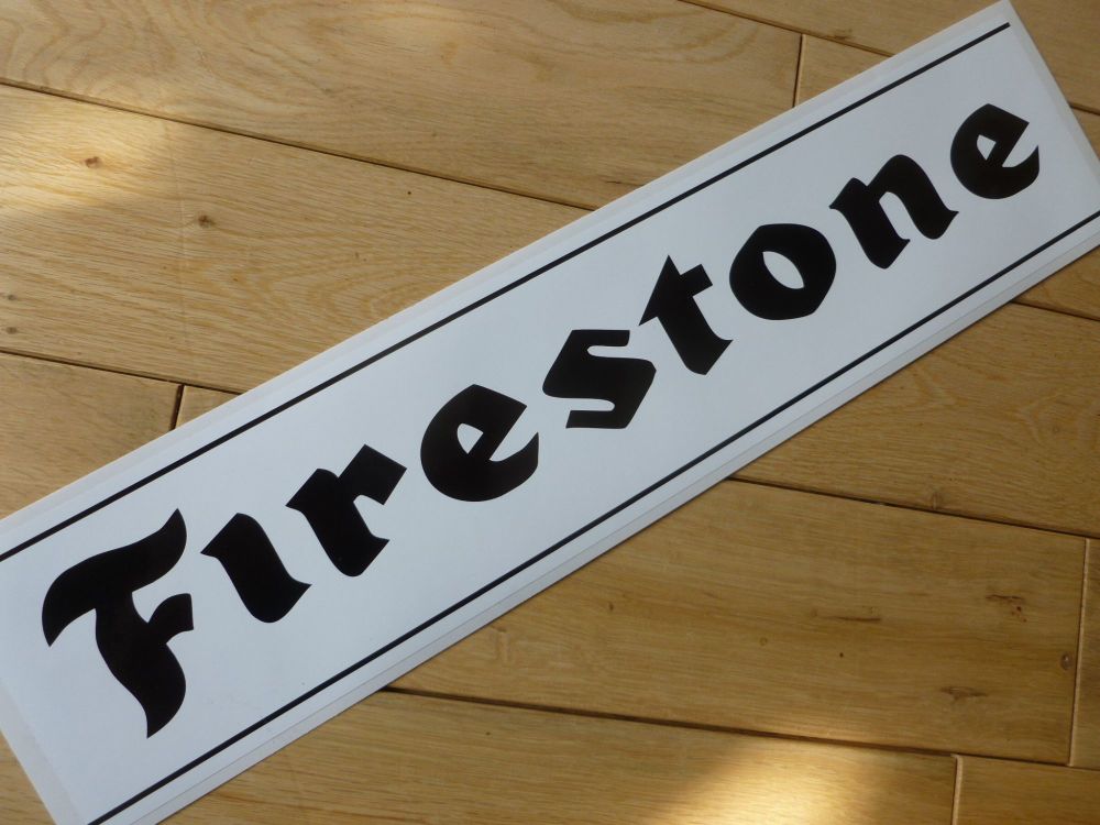 Firestone text oblong with thin Black Lines Stickers. 18