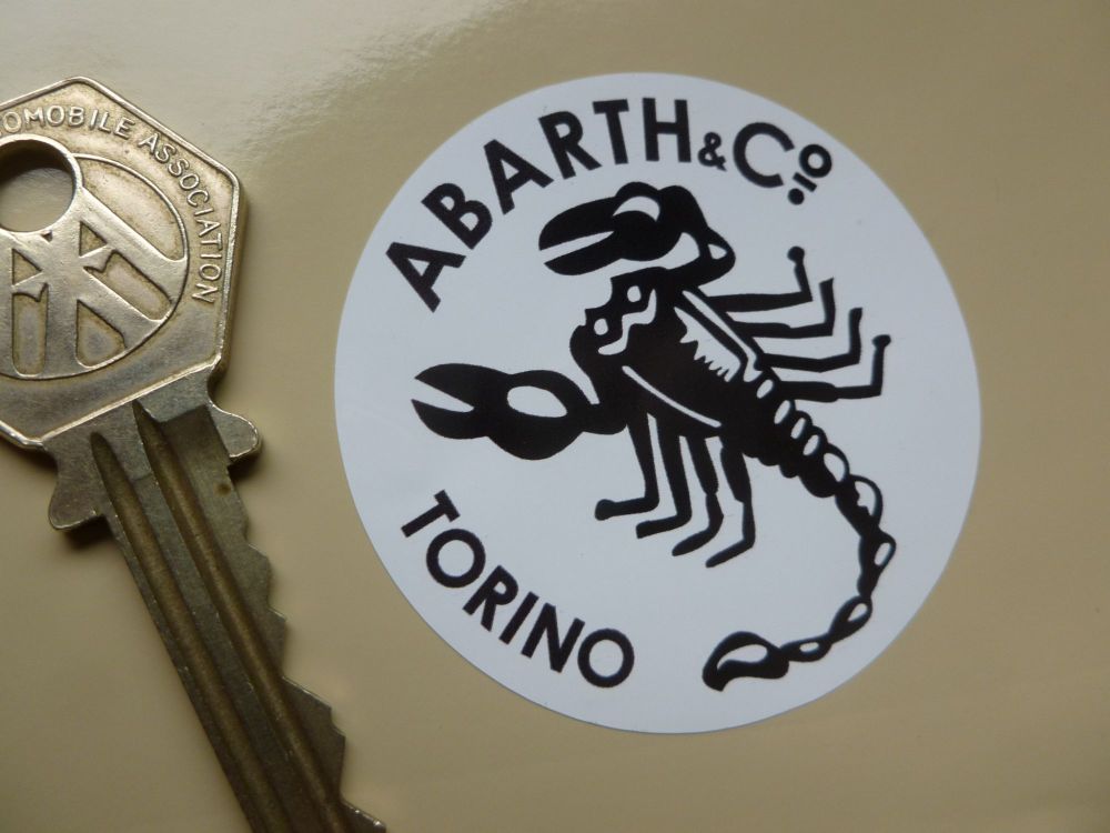 Abarth & Co Torino Black & White Circular Stickers. 2