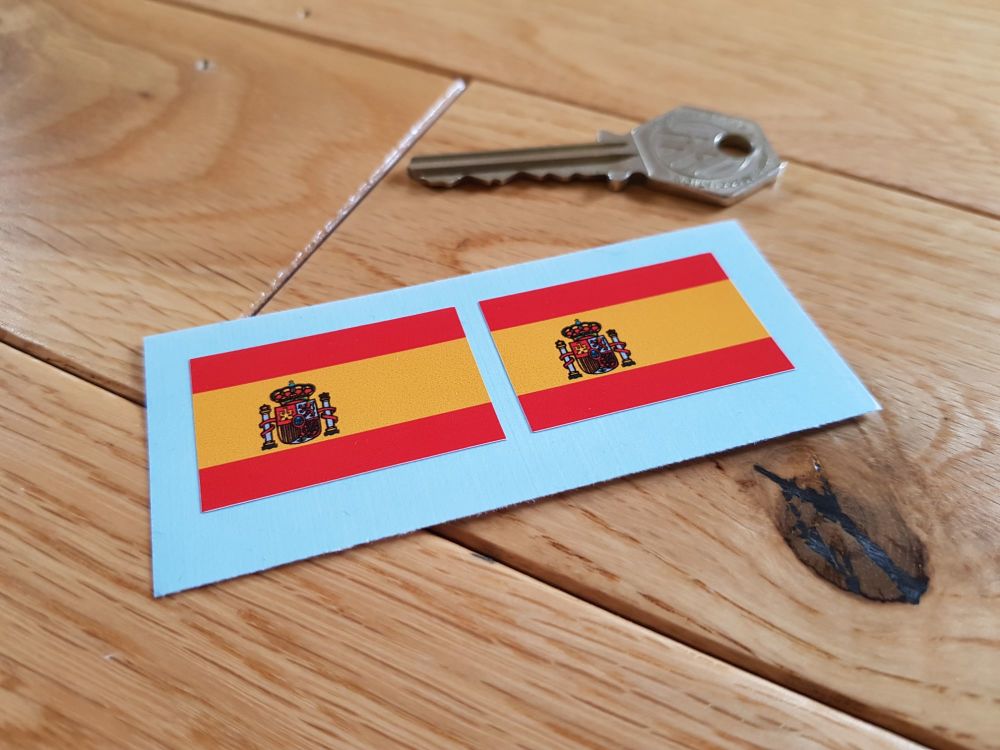 Spanish Flag Oblong Stickers. 37mm Pair.