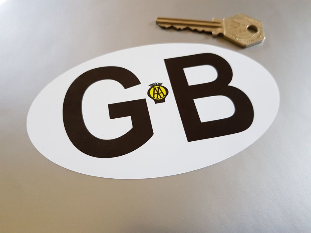 GB Old AA Black on White No Black Line ID Plate Lick & Stick Static Cling Sticker. 5".