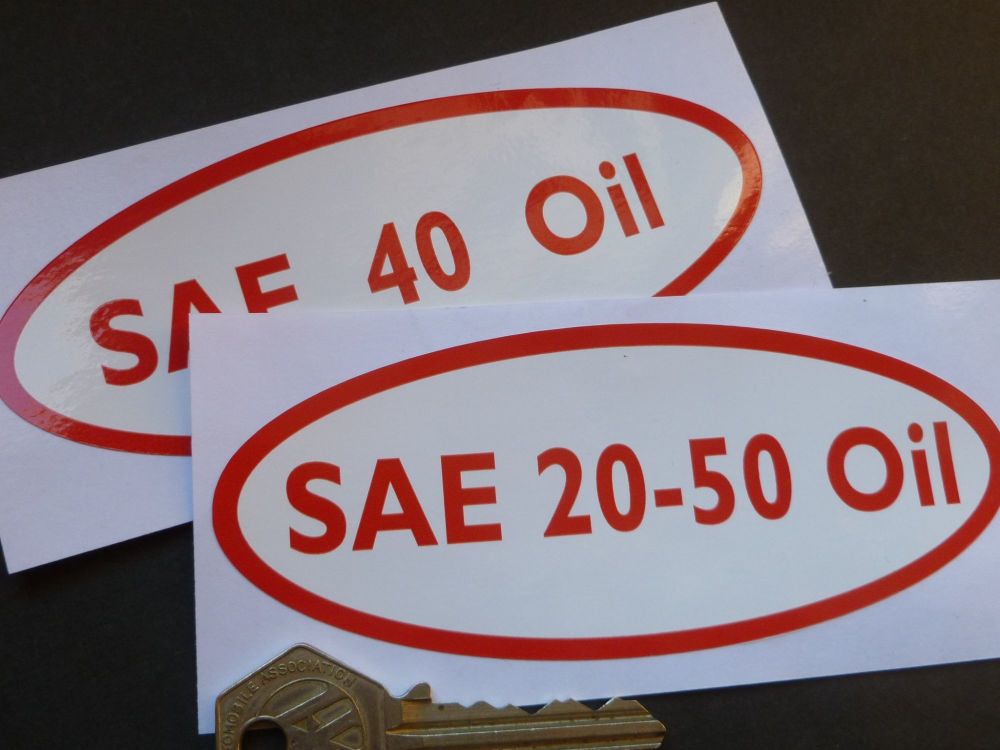 SAE 20-50/40 Oil Can Stickers. 5