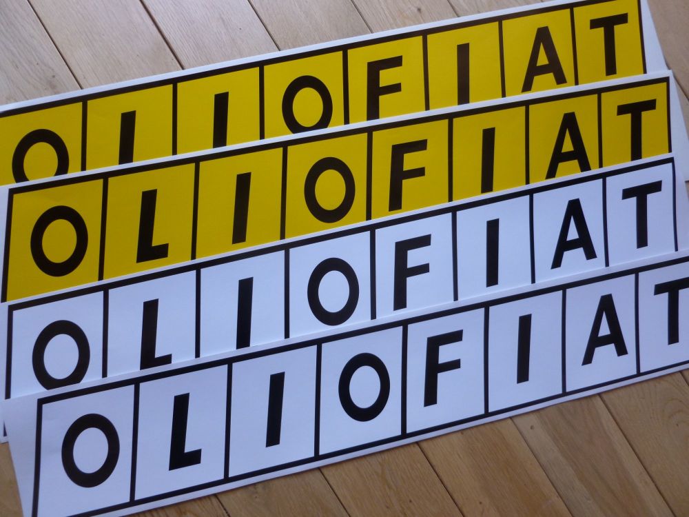 OLIO FIAT Long Oblong no border Stickers. 700mm Pair.
