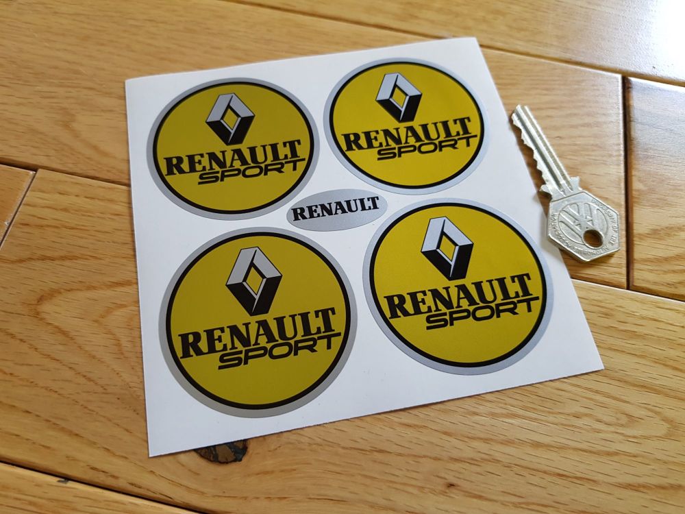 Renault Sport Coloured Wheel Centre Style Stickers. Set of 4. 50mm.