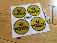 Renault Sport Yellow Wheel Centre Style Stickers. Set of 4. 50mm or 60mm.