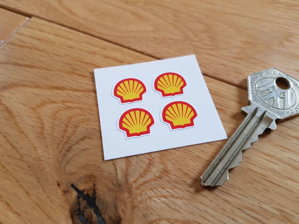 Shell Modern Logo Shaped Stickers. Set of 4. 15mm.