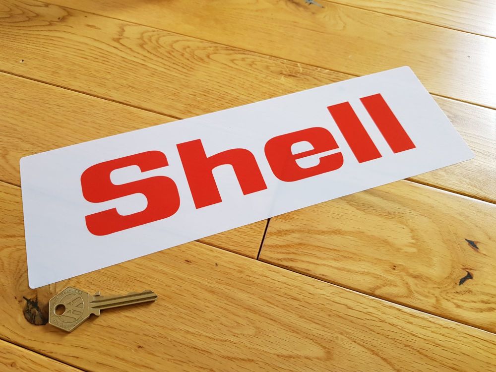 Shell Red & White Petrol Pump Window Face Stick Sticker. 12.5".