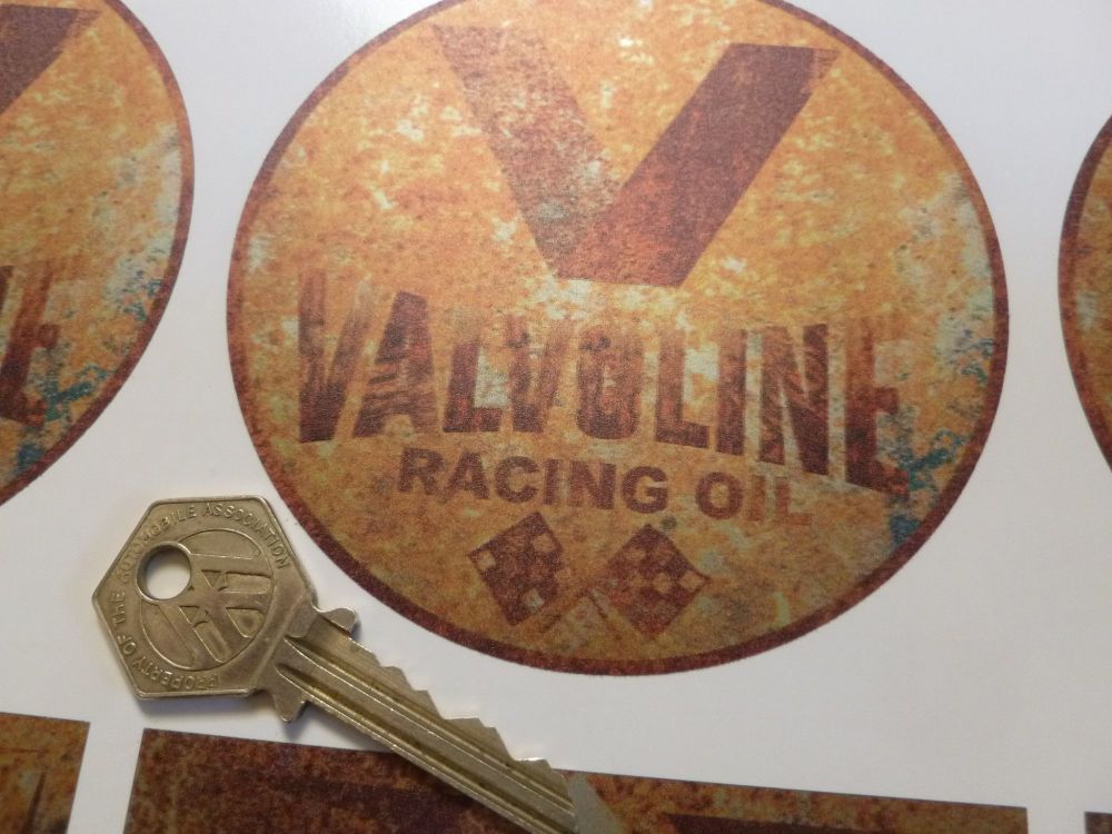 Valvoline Rust Effect Circular Sticker. 4" or 6".