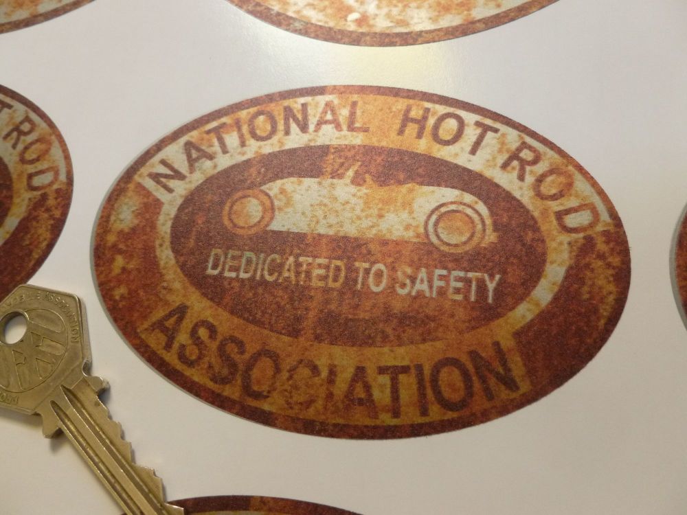 NHRA Rusty Style Dedicated to Safety Oval Sticker. 4".