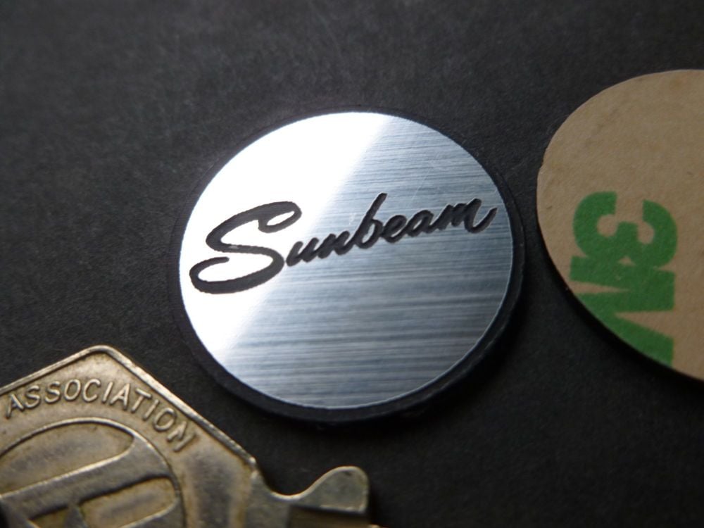 Sunbeam script Self Adhesive Car Badge 25mm.