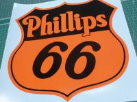 Phillips 66 Black & Orange Shield Shaped Sticker. 4" or 8".