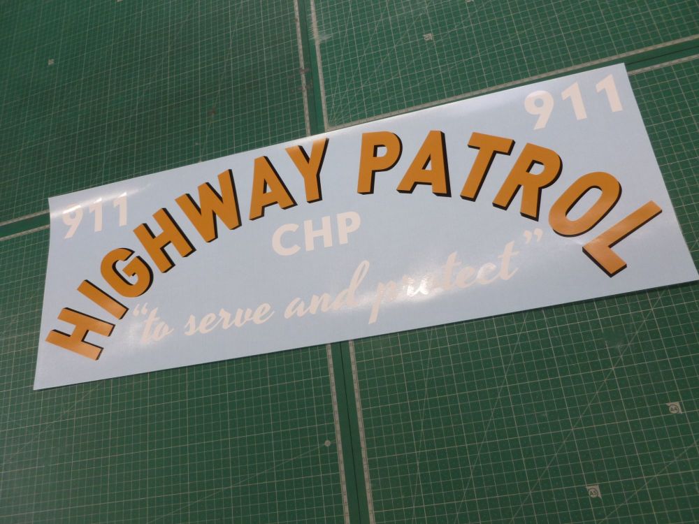 California Highway Patrol Curved Text Car Sticker - White or Black - 29"