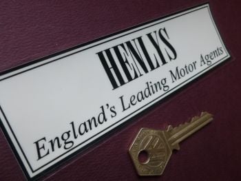 Henlys 'England's Leading Motor Agents' Old Style Off White Dealer Window Sticker. 6".