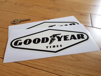 Goodyear Tires Black on Off-White Diamond Stickers. 9" Pair.
