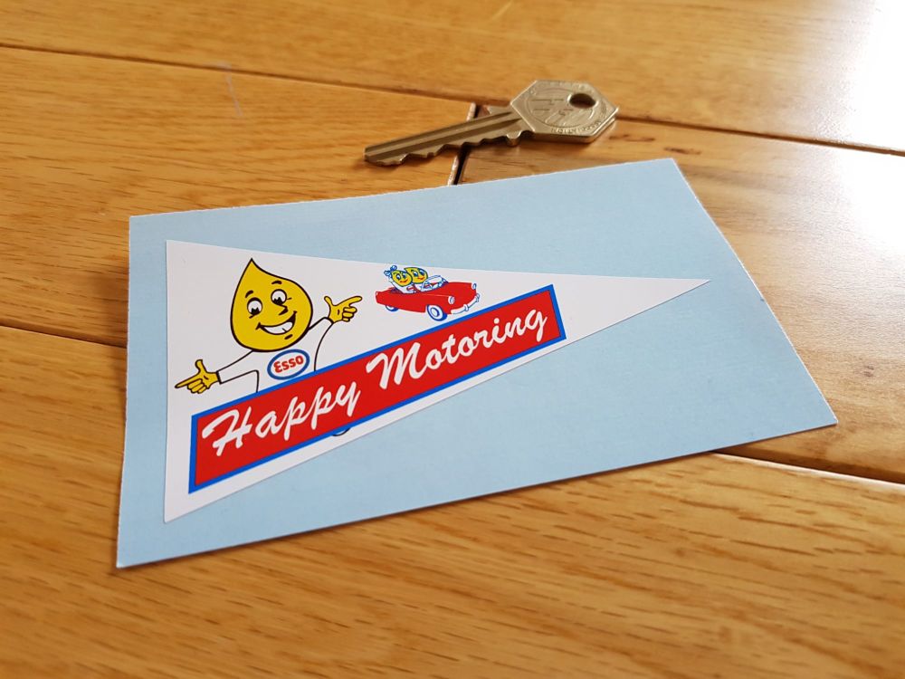 Esso 'Happy Motoring' Pennant Sticker. 4".