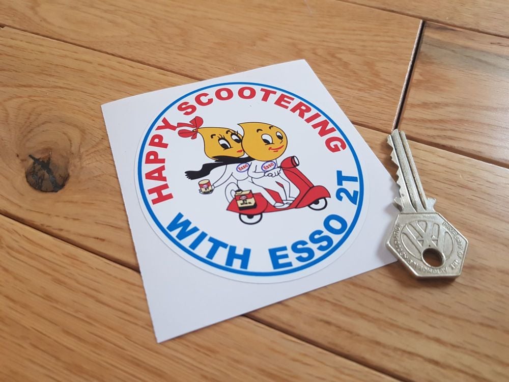 Esso 2T Happy Scootering Sticker. 3.5".