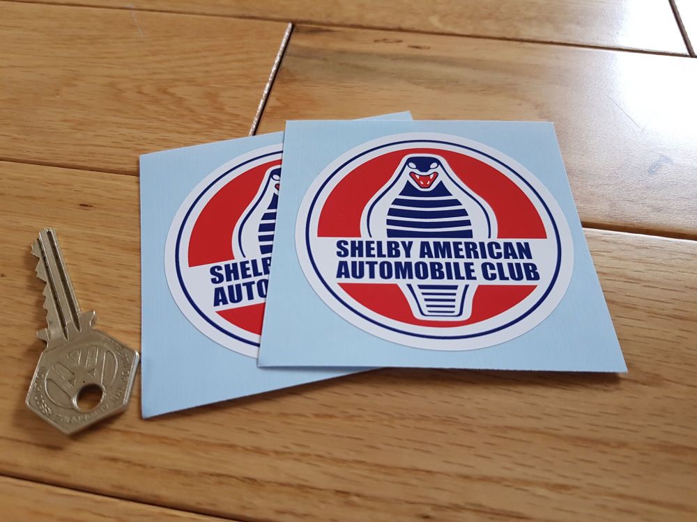 Shelby American Automobile Club Circular Stickers. 3" Pair.