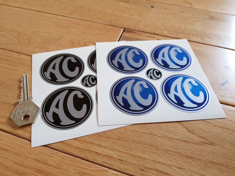 AC Cars Wheel Centre Stickers. Set of 4. 50mm or 60mm.