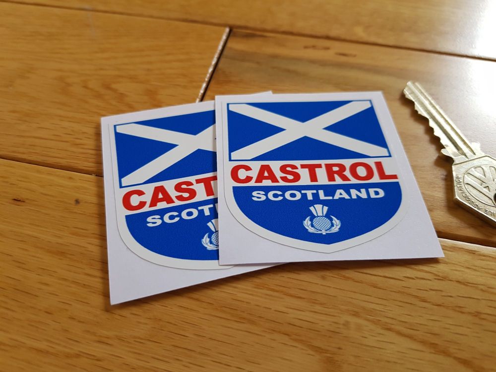 Castrol & Scottish Saltire Shield Stickers. 2