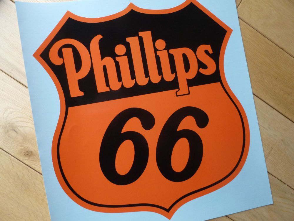 Phillips 66 Black & Orange Shield Shaped Sticker. 12
