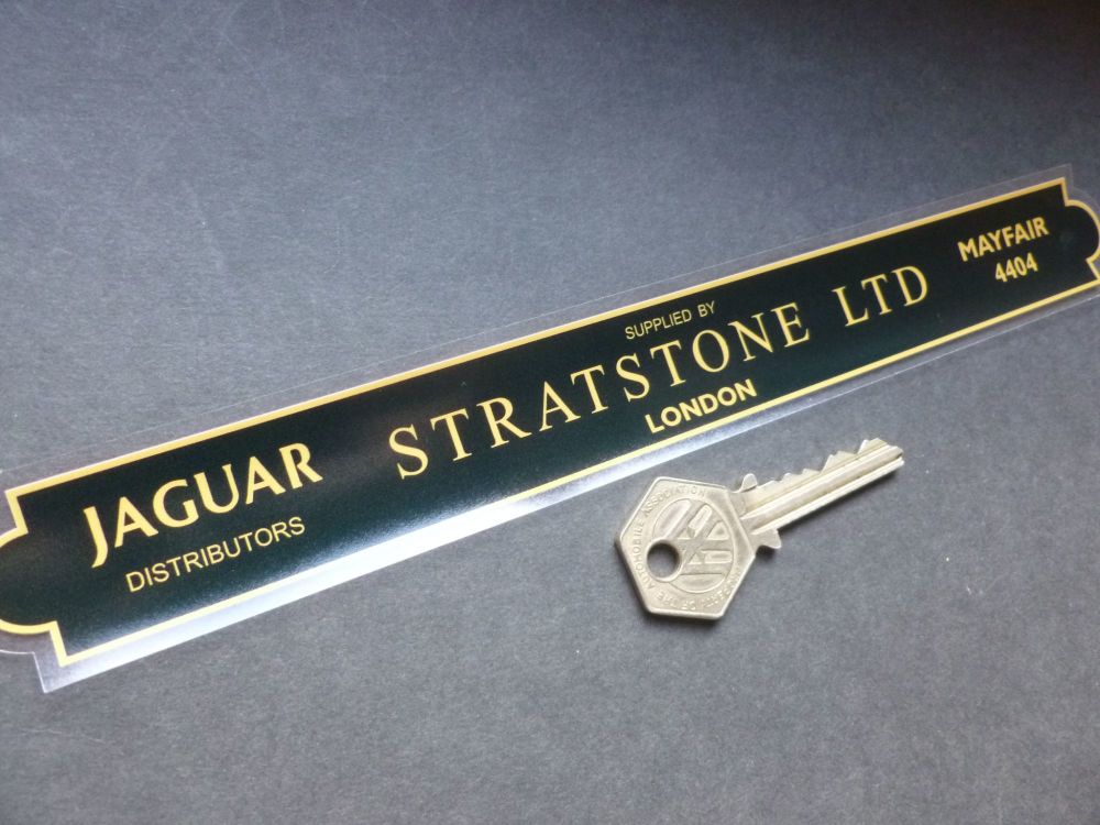 Stratstone Ltd London Jaguar Dealer Shaped Window Sticker. 9.5".