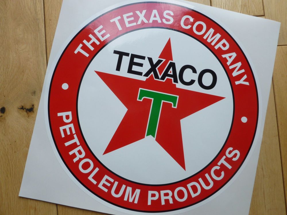 Texaco Petroleum Products Circular Petrol Pump Sticker. 5", 6", or 8".