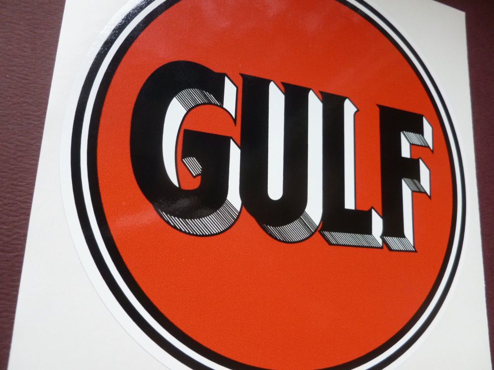 Gulf Old Style Black & Orange hatched shading Logo Sticker  12