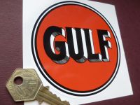 Gulf Old Style Black & Orange Hatched Shading Logo Sticker. 4" or 6".