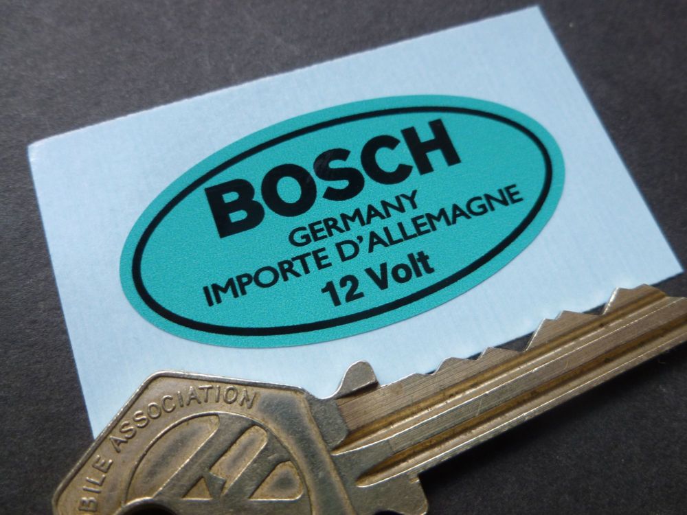 Bosch Germany 12 Volt Oval Blue Sticker. 40mm or 48mm.