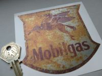 Mobilgas Rusty Style Shield Shaped Sticker - 4" or 8"