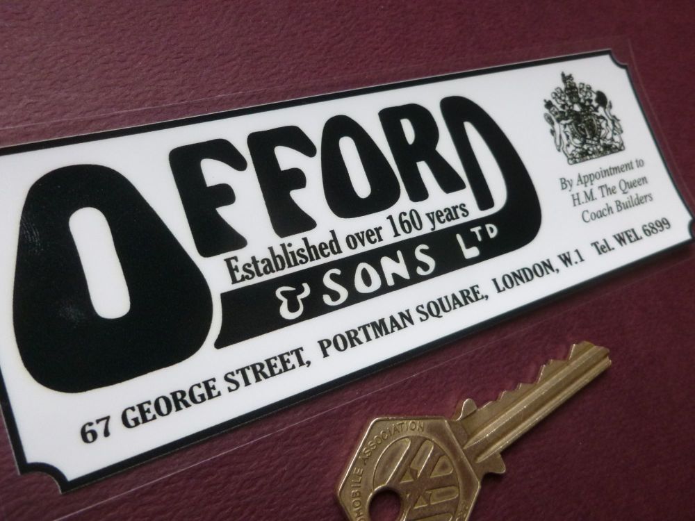 Offord & Sons, Portman Square, London, Over 160 Years, Dealer Window Sticker - 6"