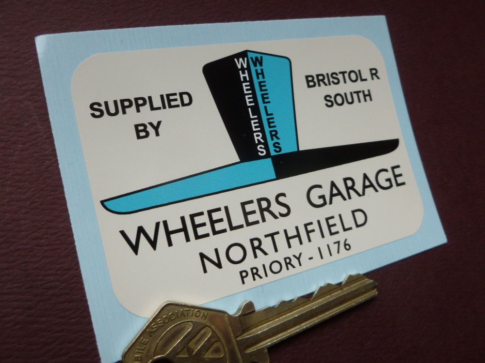 Wheelers Garage Northfield Birmingham Old Style  Dealer Sticker. 3.5".