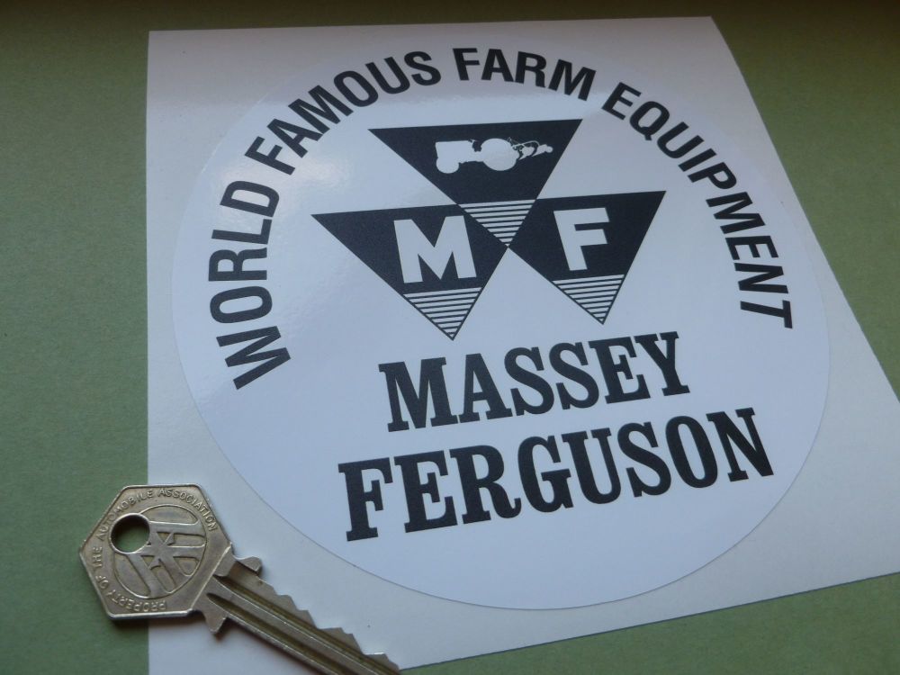 Massey Ferguson Black & White or Clear UV Print Circular Sticker - 6" or 8"