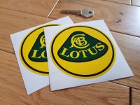 Lotus Black, Yellow & Green Circular Logo Stickers. 4" Pair.