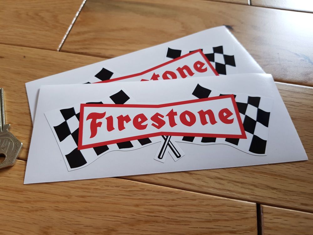 Firestone Chequered Flag Stickers. 3", 6" or 10" Pair.