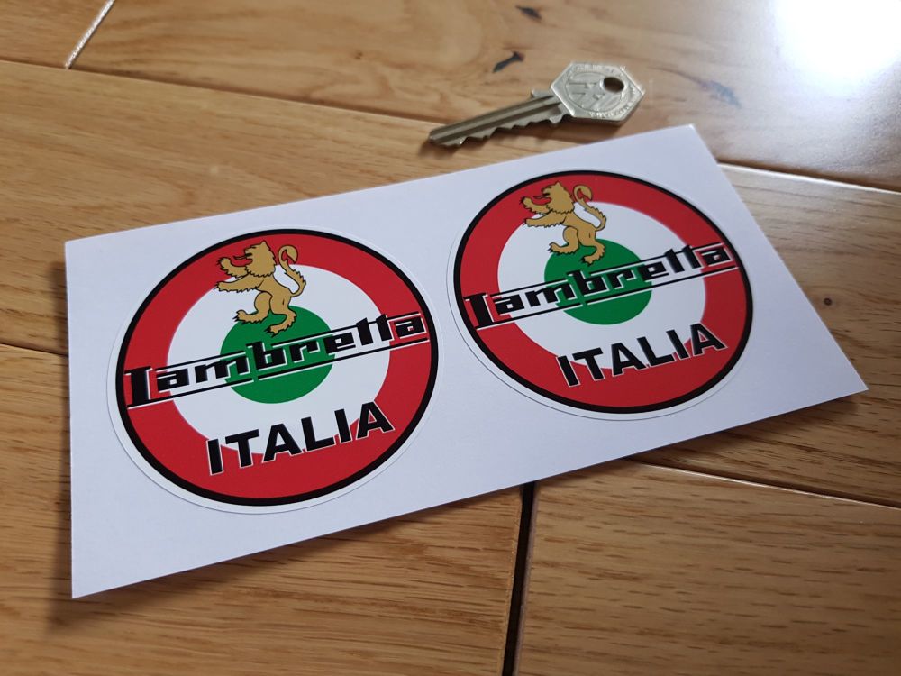Lambretta Italia Roundel Stickers. 3" Pair.