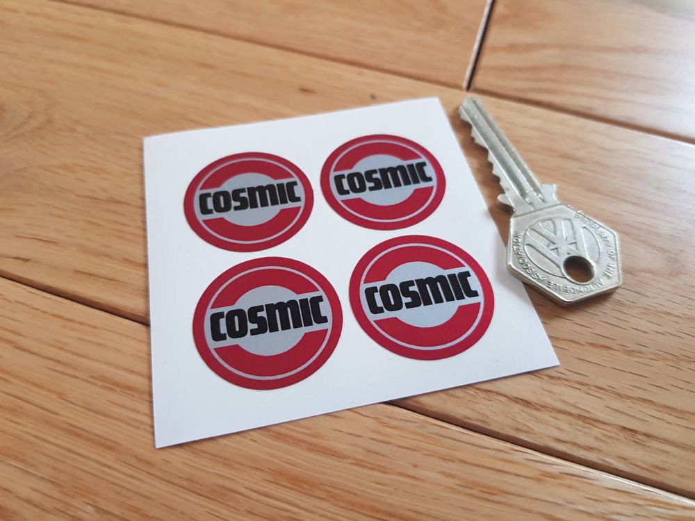 Cosmic Red Style 4 Wheel Centre Stickers. Set of 4. 30mm.