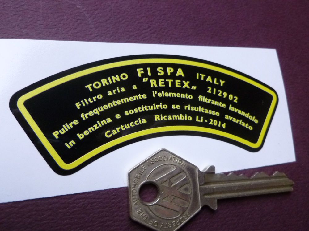 FISPA Torino Italy Yellow & Black Air Filter Air Con Sticker. Ferrari Maserati etc. 3.75".