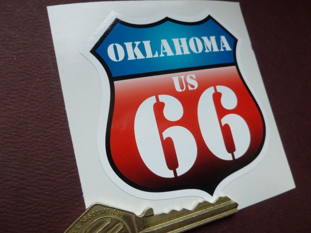 Route 66 OKLAHOMA Vintage style Red & Blue Shield Car body or Window Sticke