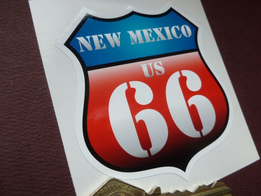Route 66 New Mexico Vintage Style Red & Blue Shield Car Body or Window Sticker. 3".