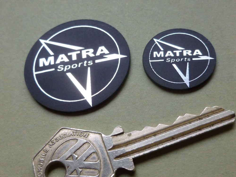 Matra Circular Logo Laser Cut Self Adhesive Car Badge. 25mm, 39mm, or 47mm.